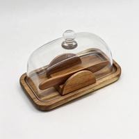 Plateau à beurre rectangulaire en verre, plat à fromage avec couvercle et couteau, sans BPA et portable, boîte à gâteau et dessert pour la cuisine, marque Zhaohai