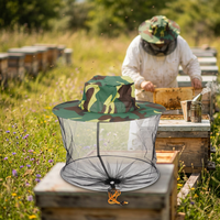 Nouveau chapeau anti-abeilles multicolore camouflage avec double anneau en acier, outil d'apiculture