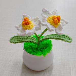 Ev dekorasyon dokuma sahte buket çiçekler yün iplik nernarcigül saksı bitki örme yapay örgü çiçek - Product Image 3