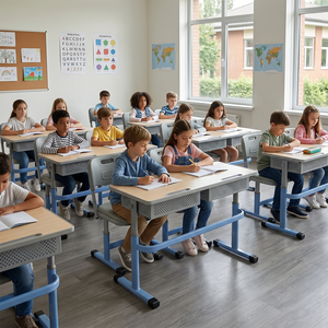 Factory Price Modern Metal School Adjustable Height <b>Study</b> <b>Desk</b> and Chair Sets ST-208D-2 Adjustable Height <b>Study</b> Table for Studen - Product Image 5