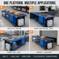 Système de convoyeur à bande industriel personnalisé, machine de convoyage à bande PVC/PU pour ligne d'assemblage, manutention de matériaux, usine OEM/ODM