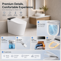 WC intelligent monobloc de luxe avec réservoir intégré, chasse d'eau automatique, siège chauffant, séchoir à air chaud, tension personnalisable, siphon en P