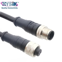 Kabel Penerbangan M12 2 Pin IP67 Konektor Male to Female Cordset Lurus Tahan Air Sambungan Overmolding untuk Industri