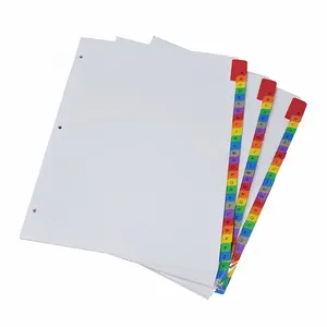 Divisor de página de índice de personalização do fabricante, com tabelas de iridescência, A-Z 26 abas de cores, planejador, divisor de página de índice