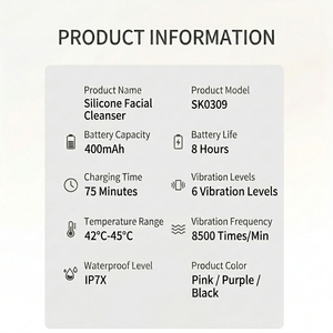 แปรงทำความสะอาดผิวหน้าซิลิโคนแบบพกพา กันน้ำ IPX7 พร้อมระบบทำความร้อน สั่นสะเทือนด้วยคลื่นโซนิค ประคบร้อน ชาร์จแม่เหล็ก อุปกรณ์ดูแลผิวหน้า - Product Image 6
