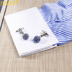 銅合金金メッキ丸型ブルークリスタルカフスボタン クラシック高級アクセサリー シャツ用フレンチカフス - Product Image 2