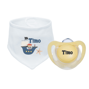 Bavaglino per neonati stampato con nome - Pirata - Product Image 4