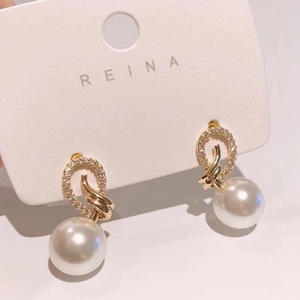 Accessoires en argent S925 pour la création de bijoux, plateau vide avec perles rondes de 8-10 mm, boucles d'oreilles pendantes tendance 21237 - Product Image 1