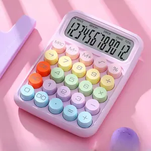 Calculatrice de couleurs, clavier mécanique, fille de haute beauté, calculatrice de boutons à 12 chiffres dédiée aux finances de bureau