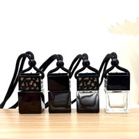Mini flacon diffuseur de parfum pour voiture en verre de 10 ml, rond, vide, conteneur de parfum pour voiture de 8 ml avec bouchon à vis, forme carrée