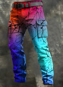 <span class=keywords><strong>Pantalon</strong></span> Cargo Vintage Graffiti Printemps <span class=keywords><strong>Coupe</strong></span> <span class=keywords><strong>Droite</strong></span> Ample Multi-Poches Polyvalent Décontracté Long pour Hommes – Vente en Gros Transfrontalière - Product Image 5