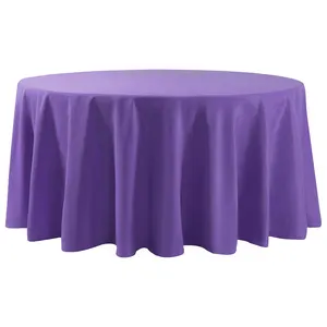 Perakendeci için 108 inç yuvarlak Polyester yıkanabilir açık havada masa örtüsü masa örtüsü düğün yemek ziyafet