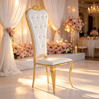 Chaise de salle à manger Luoweisen de luxe en acier inoxydable doré, dossier haut, avec cristaux, pour mariages, banquets et événements, idéale pour hôtels et restaurants