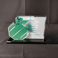 Neelpure 187693 Trophée en cristal noir avec base en forme de pomme, impression UV personnalisée, logo et texte sur mesure pour cérémonie d'entreprise, souvenir