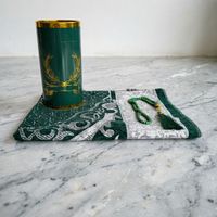 Ensemble de tapis de prière en polyester à motifs géométriques avec seau et chapelet assortis pour la maison et la mosquée