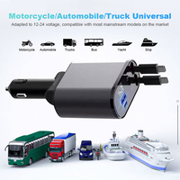 Chargeur de voiture rétractable 2 ports 100W avec 4 câbles rétractables 4-en-1, chargeur de voiture 20W de puissance de sortie