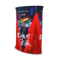 Benutzer definierte Marke Logo gedruckt Lift Promotion Tisch Hydraulische ovale Pop-up-Zähler für die Messe