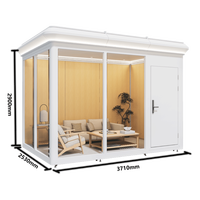 Maison modulaire à bords arrondis élégante, studio d'art créatif, cabine préfabriquée, écologique, pod de vie minimaliste