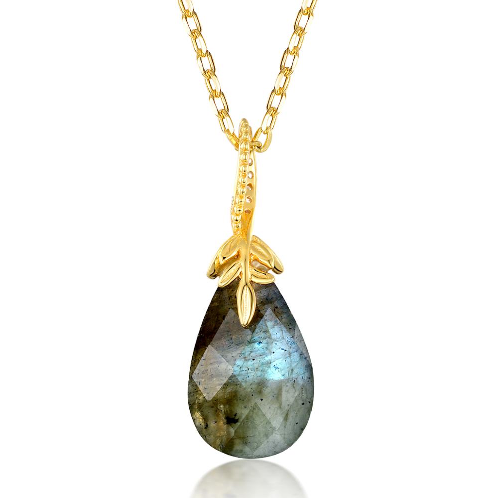 Latest Design Sterling S925 Silver Yellow Gold Plating African Labradorite Pendant