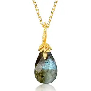 Latest Design Sterling S925 Silver Yellow Gold Plating African Labradorite Pendant