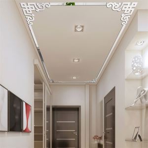 Acrylic 3D <b>Corner</b> Flower Mirror Wall Sticker for Living Room Ceiling <b>Cabinet</b> Diagonal Wall Decoration Waist Line Mirror Sticker - Product Image 2