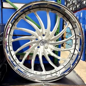 Rines Deportivos <span class=keywords><strong>Hot</strong></span> <span class=keywords><strong>Wheels</strong></span> de 2 Piezas, 18 19 20 21 22 23 24 Pulgadas, Plateados con Borde Cromado para Camaro, Cadillac XLR, <span class=keywords><strong>Lamborghini</strong></span> - Product Image 4