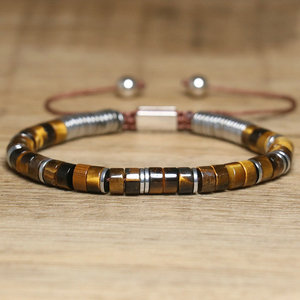 Braccialetto di pietra genuina per gli uomini gioielli di pietre preziose naturali fatto a mano unico braccialetto di perline intrecciato all'ingrosso - Product Image 4