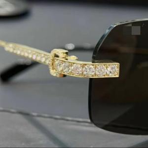 High Fashion Rimless Sunglasses with Premium Mirrored Lenses Moissanite Inspired Accents and Modern Styling - Product Image 2