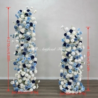 Piliers de fleurs artificielles de haute qualité, sur mesure, 1,6+2,1 m, bleu royal luxueux, arche de fleurs artificielles pour décoration de mariage et de fête