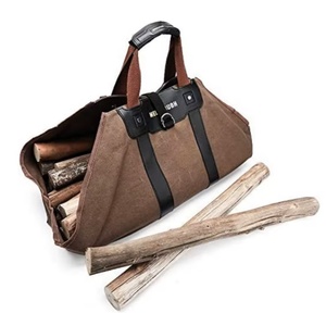Free Sample Portable, waterproof, and spacious canvas <b>log</b> carrier tote bag for camping <b>fireplace</b> accessories - Product Image 2