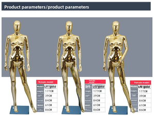 Mannequin Femme <span class=keywords><strong>Grande</strong></span> <span class=keywords><strong>Taille</strong></span> Corps Entier Électroplaqué Or Chromé, Mannequin Féminin Courbes Généreuses, Présentation Spectaculaire - Product Image 5