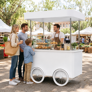 Etodevice Customized Coffee Cart With Wheels Hamburger Bicycle Cart Hand Push Tricycle Mobile Pizza Trailer - Product Image 1