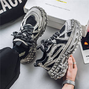 Chaussures vintage pour hommes, nouveau style transfrontalier, baskets décontractées à semelle épaisse quatre saisons, chaussures de sport tendance effet vieilli - Product Image 3