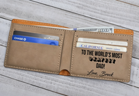Portefeuille bifold en similicuir personnalisé : gravure laser, cadeau pour homme, marquage laser personnalisé, portefeuille bifold en similicuir pour homme