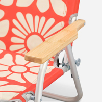 Chaises longues pliantes de camping et de plage 2026 avec logo personnalisé, style bohème, accoudoirs en bois et métal, pour l'extérieur