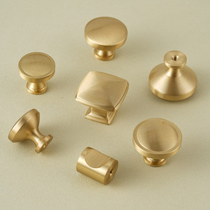 <b>Brass</b> Cabinet <b>Knobs</b> Round Chinese Style Durable Furniture Handle For Wardrobe Drawer Door - Product Image 1