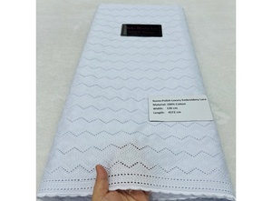 Tela de Encaje Africana de Alta Calidad, Tela de Encaje de Algodón Pulido, Color Azul Cielo, 5 Yardas para Ropa Masculina Nigeriana - Product Image 6