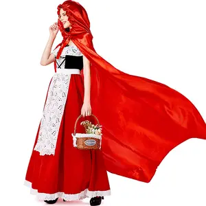 2022 Halloween Cosplay Little Red Riding Hood Costume European Fairy Tale Scarlet Queen Dress Tv Movie Costumes