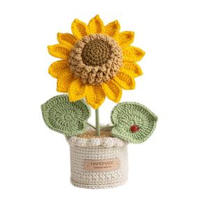 Bouquet in Lana Lavorato a Mano, Fiori Artificiali in Vaso, Ornamenti Decorativi, Regali all'Ingrosso, Piante di Girasole in Vaso - Product Image 5