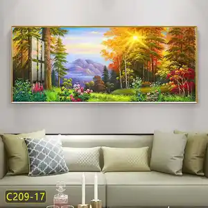 Customized 3D photo mural Blue sky White cloud Lake Water tree Flower natural landscape Oil painting Wall decor Frame painting