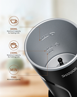 Machine à mousse de lait électrique automatique 4 en 1 avec support, mousseur à cappuccino, mousseur à expresso, mousseur à lait
