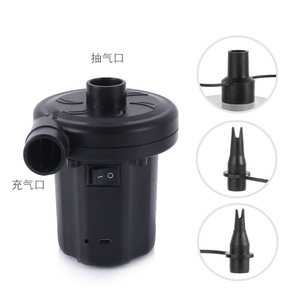 Pompe à air électrique portable en plastique noir rechargeable avec tuyau et prise pour le camping et l'utilisation en extérieur toutes saisons - Product Image 1