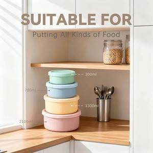 Reusable Food Storage <b>Containers</b> Non-slip Silicone Office Workers Kids Divided Lunch Bowl With Lid - Product Image 2