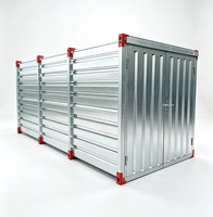 Abri à outils métallique industriel galvanisé en kit, conteneur de stockage portable avec coins renforcés