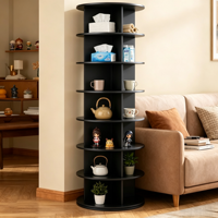 LUMIO Étagère à chaussures circulaire rotative à 360 degrés, 7 niveaux, en plastique PP, pour espaces étroits, rangement d'entrée d'angle, gain de place