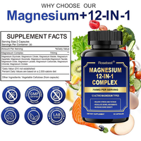 Complément alimentaire en capsules de magnésium glycinate et citrate complexe 12-en-1 avancé 700 mg, végétalien, marque privée, pour le sommeil et le soutien anti-stress
