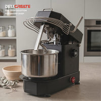 DELICREATE DLC-5HDM 5L 10 Litres Pétrin à tête inclinable à spirale avec bol amovible, moteur DC, en acier inoxydable 304, pour boulangerie