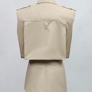 Conjunto de Falda Corta y Chaleco sin Mangas con Solapa, Estilo Casual y a la Moda para Mujer, Venta al por Mayor, Personalizado, OEM, ODM, Alta Calidad - Product Image 5