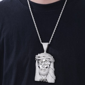 Premium Quality Iced Out Jesus Face <b>Pendant</b> in 925 <b>Silver</b> Necklace <b>Pendant</b> <b>for</b> <b>Men</b> and Women Party Available At Good Price - Product Image 4