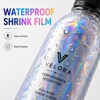 Étiquettes thermorétractables holographiques personnalisées, étanches, pour bouteilles, film d'étiquetage complet pour emballage personnalisé, impression de logo OEM